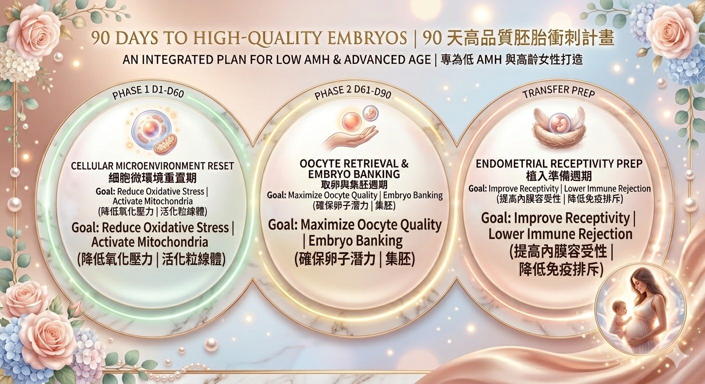 90天高品質胚胎衝刺計畫 三階段療程